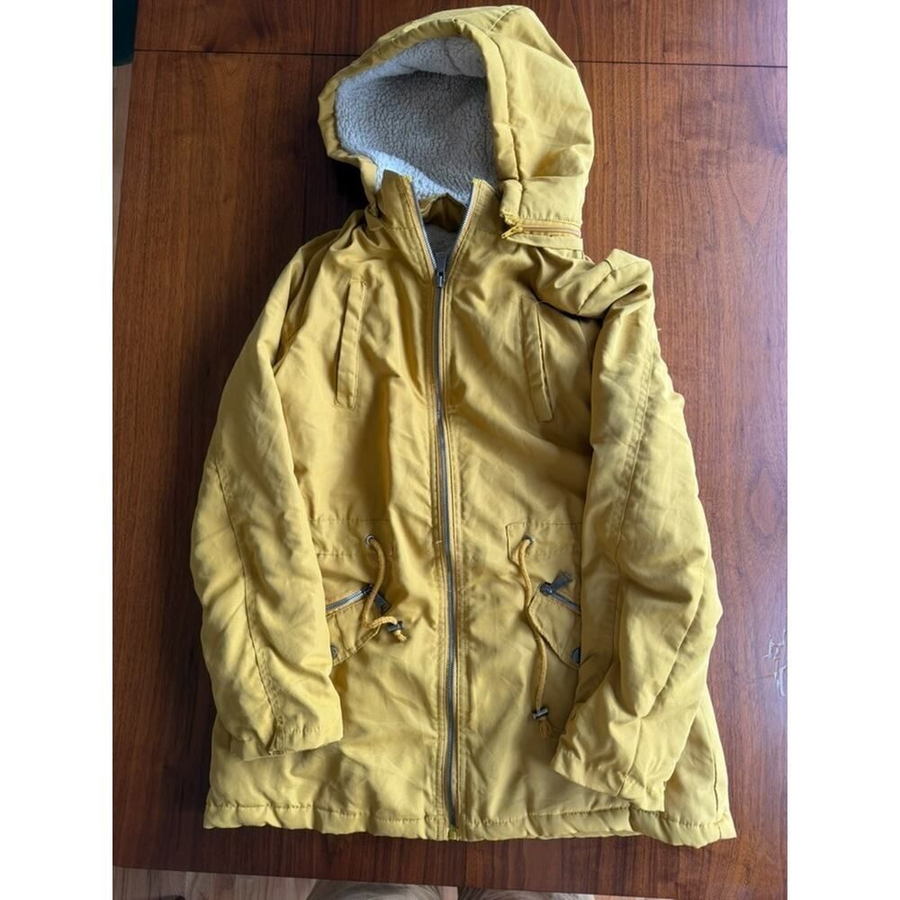 Greenlander Women's Mustard Yellow Sherpa-Lined Hooded Parka Jacket - Size M